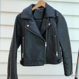 PU LEATHER BIKER JACKET (FAUX LEATHER)